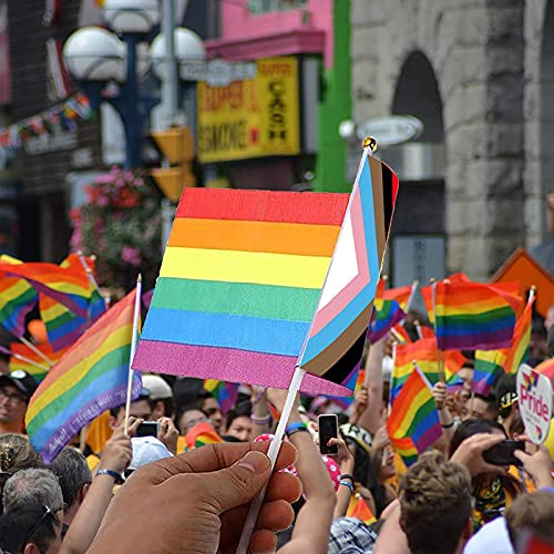 fdsfa Banderines de mano triangulares LGBT con diseño de orgullo gay, banderas de mano con arco iris, banderines coloridos para desfile al aire libre, decoración de fiesta de carnaval