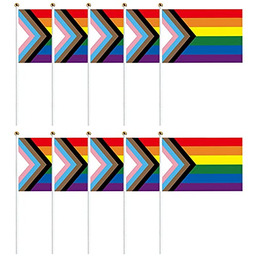 fdsfa Banderines de mano triangulares LGBT con diseño de orgullo gay, banderas de mano con arco iris, banderines coloridos para desfile al aire libre, decoración de fiesta de carnaval