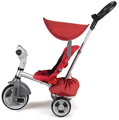 FEBER - Baby Plus Music Prime, Triciclo evolutivo dirigible con musica y luces de fácil conducción, con reposapiés y pedales, asa regulable, bolsa, volquete y capota, +9 meses, FAMOSA (800012146)