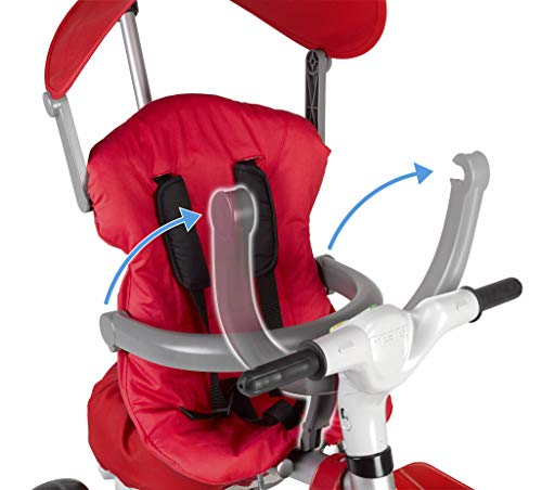 FEBER - Baby Plus Music Prime, Triciclo evolutivo dirigible con musica y luces de fácil conducción, con reposapiés y pedales, asa regulable, bolsa, volquete y capota, +9 meses, FAMOSA (800012146)