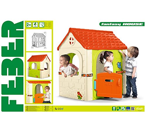 Feber - Fantasy House, casita infantil de juegos con puerta abatible, para jugar al aire libre o en casa, multicolor, casa resistente y de facil montaje, para niños de 2 a 6 años, FAMOSA (800010237)