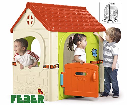 Feber - Fantasy House, casita infantil de juegos con puerta abatible, para jugar al aire libre o en casa, multicolor, casa resistente y de facil montaje, para niños de 2 a 6 años, FAMOSA (800010237)