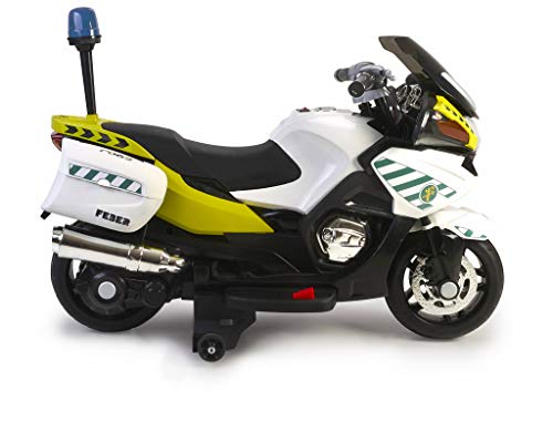 FEBER- Moto de policía, Guardia Civil, Infantil, con batería 12 V, con Luces y Sonido (Famosa 800012841)