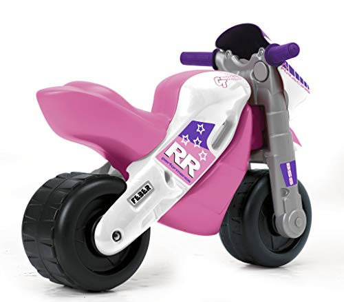 FEBER - Motofeber 2 Racing Pink, correpasillo de color rosa con casco y ruedas anchas para estabilidad y protección, uso dentro o fuera de casa, para niño o niña de 3 a 5 años, FAMOSA (800008174)