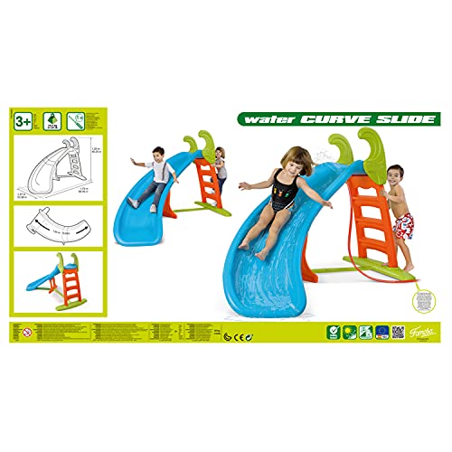 FEBER - Slide Curve con agua, tobogán Curvo equipado con conexión de agua, colores luminosos, escaleras antideslizantes, resistente y seguro para los pequeños a partir de 3 años, FAMOSA (800008359)