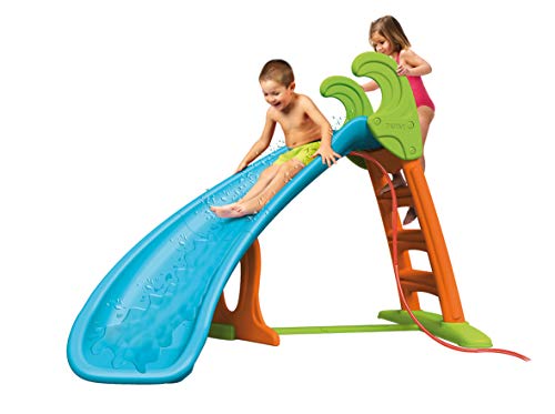 FEBER - Slide Curve con agua, tobogán Curvo equipado con conexión de agua, colores luminosos, escaleras antideslizantes, resistente y seguro para los pequeños a partir de 3 años, FAMOSA (800008359)