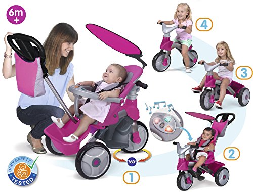 FEBER - Triciclo Baby Trike Easy Evolution, Color Rosa (Famosa 800009561)