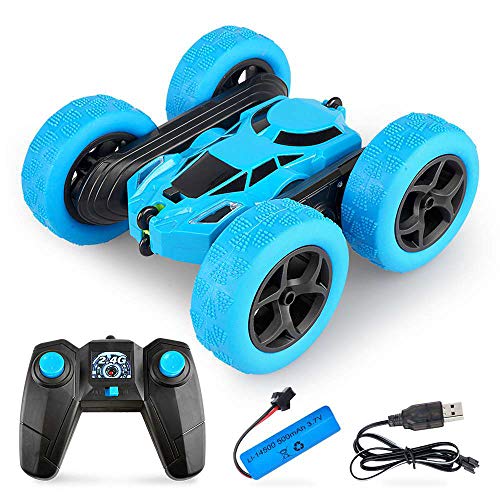 FEBRUARY RED Coche Teledirigido, RC 4wd con RotacióN De 360º,Coche De Carreras Todoterreno De Alta Velocidad Recargable por Control Remoto De 2.4ghz,Regalo De Juguete para NiñOs De 6 A 14 AñOs(Azul)