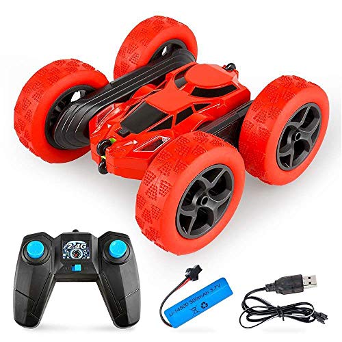 FEBRUARY RED Coche Teledirigido, RC 4wd con RotacióN De 360º,Coche De Carreras Todoterreno De Alta Velocidad Recargable por Control Remoto De 2.4ghz,Regalo De Juguete para NiñOs De 6 A 14 AñOs(Rojo)