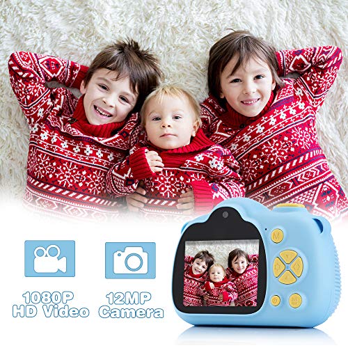 Fede Cámara Fotos Infantil Cámara Digital para Niños, Juguetes Regalos para Niños o Niñas de 3 a 12 Años, Pantalla HD de 2 Pulgadas 12MP 1080P Tarjeta de 32GB TF Azul