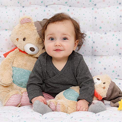 Fehn – Oso de peluche suave para agarrar, sentir y achuchar, para bebés y niños pequeños a partir de 0 meses multicolor Oso XL, Bruno