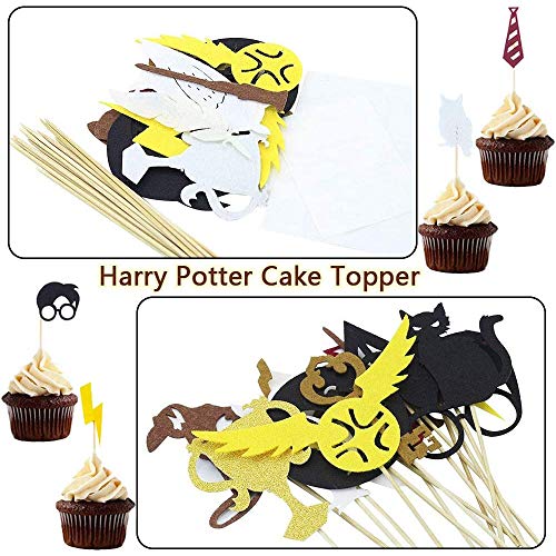 Feliz Cumpleaños Banderas,Suministros de Fiesta de Feliz Cumpleaños,Decoración de Pastel de Mago,Decoración de Pastel de Harry Potter,para Fiestas de Cumpleaños, Celebraciones de Magos