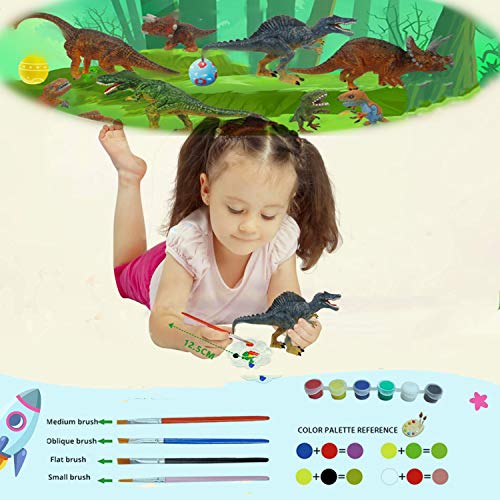 Felly Dinosaurios Juguetes 6 Años, Manualidades para Niños, 47 Piezas Pintura Kit con Tapete de Juego, Figuras Dinosaurios, 24 Colores Pintura, Creativo Juego Cumpleaño Regalos niños 3 4 5 6 7 8 Años