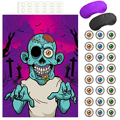 FEPITO Pon el Globo Ocular en el Juego de Halloween de Zombis con 24 Pegatinas de Globo Ocular de Zombis para Regalos de Fiesta de Halloween, Decoraciones de Halloween