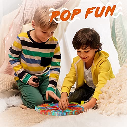 Fettinow Pop Its Gigante XXL - 20 cm Jumbo It Pop- Juguete Enorme Pop Its Fidget - Juguete Sensorial Big It Pop Grande para Aliviar El Estrés (Arco Iris)