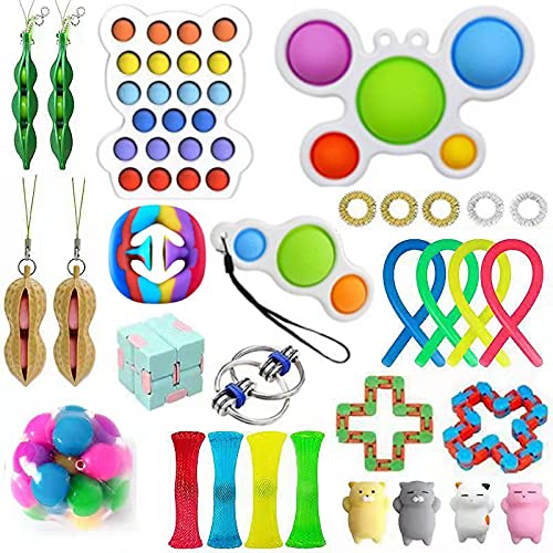 Fidget Toys Set-Juguetes para aliviar el estrés y aliviar la ansiedad para regalos de fiesta de cumpleaños, recompensas para el aula de la escuela, premios de carnaval, rellenos de bolsas de regalos