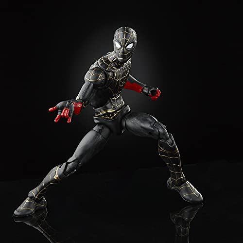 Figura de acción Coleccionable de 15 cm de Spider-Man con Traje Negro y Dorado, 2 Accesorios y 1 Pieza de Figura para armar Marvel Legends Series