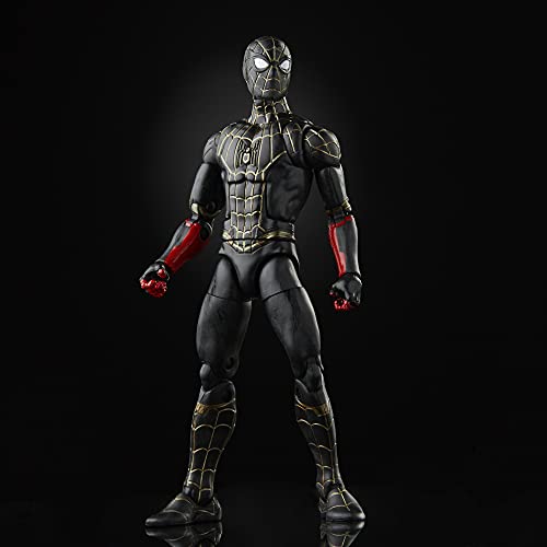 Figura de acción Coleccionable de 15 cm de Spider-Man con Traje Negro y Dorado, 2 Accesorios y 1 Pieza de Figura para armar Marvel Legends Series