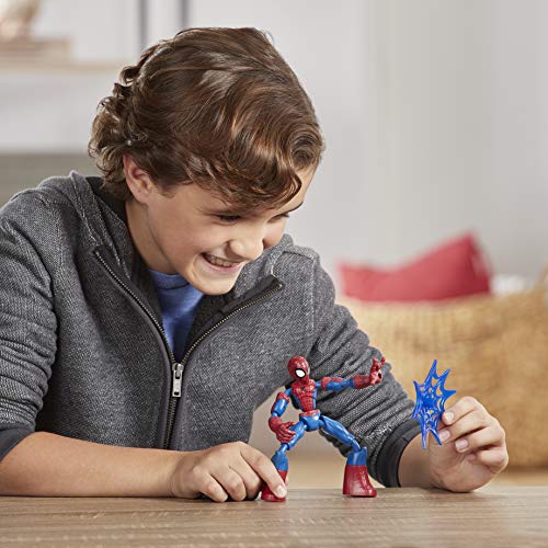 Figura de acción de Spider-Man de Marvel Spider-Man Bend and Flex, Figura flexible de 15 cm, incluye accesorio arácnido, a partir de 6 años