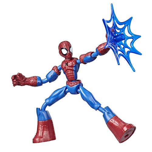 Figura de acción de Spider-Man de Marvel Spider-Man Bend and Flex, Figura flexible de 15 cm, incluye accesorio arácnido, a partir de 6 años