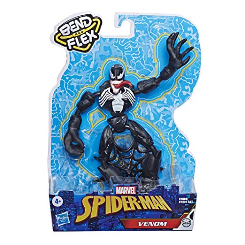 Figura de acción de Venom de Marvel Spider-Man Bend and Flex, Figura Flexible de 15 cm, Incluye Accesorio arácnido, a Partir de 6 años