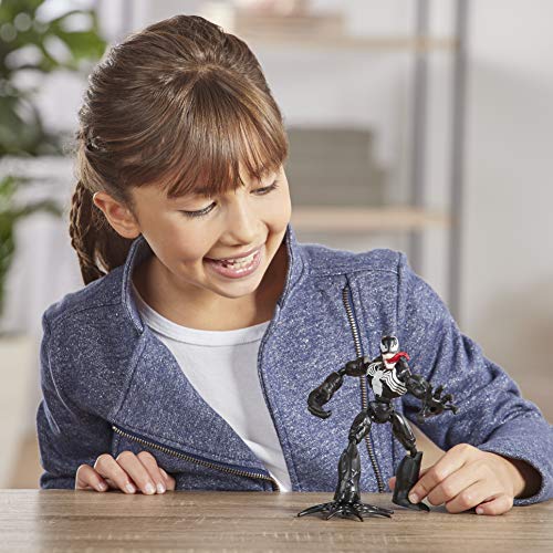 Figura de acción de Venom de Marvel Spider-Man Bend and Flex, Figura Flexible de 15 cm, Incluye Accesorio arácnido, a Partir de 6 años