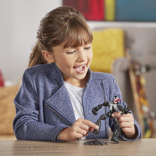 Figura de acción de Venom de Marvel Spider-Man Bend and Flex, Figura Flexible de 15 cm, Incluye Accesorio arácnido, a Partir de 6 años