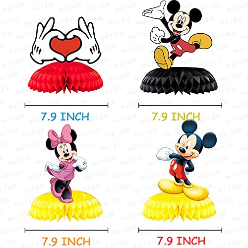 Figuras de Mickey Decoraciones para tartas, 7PCS Minnie Honeycomb Decoración de escritorio Mickey Mouse Fiesta de cumpleaños Adorno para tartas Adornos de panal para niños Cumpleaños Fiesta