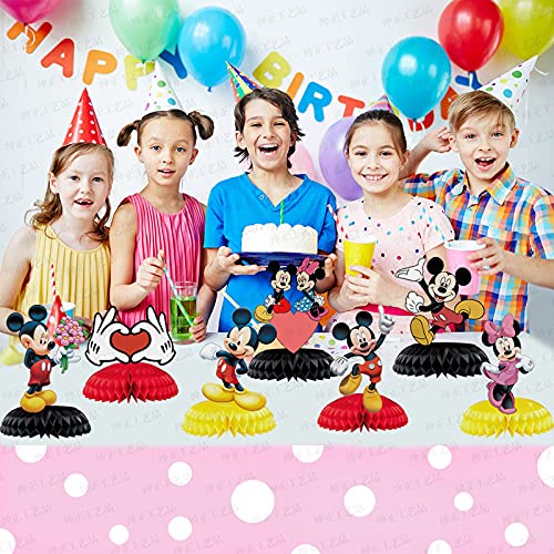 Figuras de Mickey Decoraciones para tartas, 7PCS Minnie Honeycomb Decoración de escritorio Mickey Mouse Fiesta de cumpleaños Adorno para tartas Adornos de panal para niños Cumpleaños Fiesta