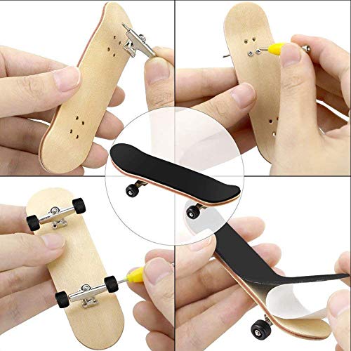 Fingerboard Finger Skateboards, Mini diapasón, Patineta de dedos profesional para Maple Wood DIY Assembly Skate Boarding Toy Juegos de deportes(Negro)