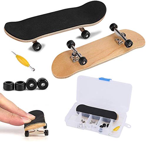 Fingerboard Finger Skateboards, Mini diapasón, Patineta de dedos profesional para Maple Wood DIY Assembly Skate Boarding Toy Juegos de deportes(Negro)