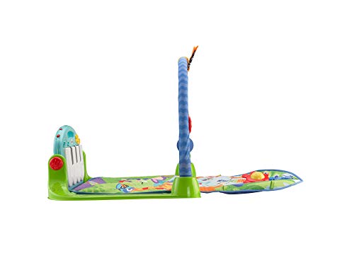 Fisher-Price Alfombra gimnasio para bebés con piano con sonidos y accesorios, motivo de animales, juguete para bebés (Mattel HBB73)