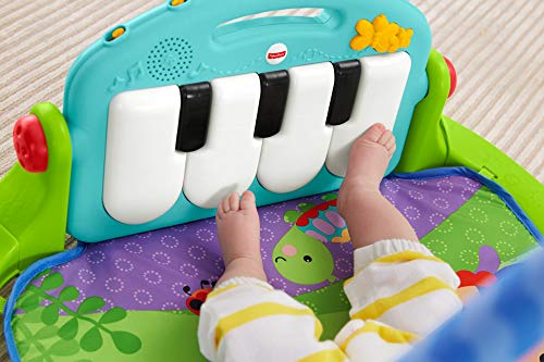 Fisher-Price Alfombra gimnasio para bebés con piano con sonidos y accesorios, motivo de animales, juguete para bebés (Mattel HBB73)