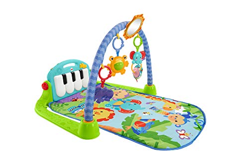 Fisher-Price Alfombra gimnasio para bebés con piano con sonidos y accesorios, motivo de animales, juguete para bebés (Mattel HBB73)