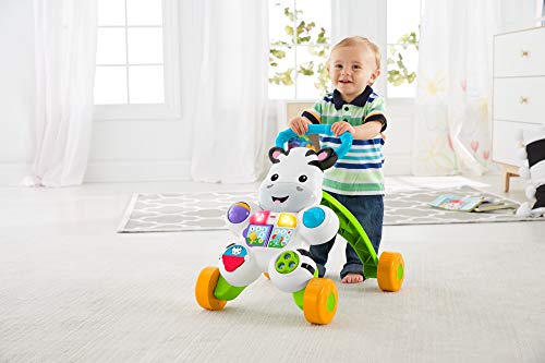 Fisher-Price Andador Cebra Parlanchina Primeros Pasos con Musica y Luces, Correpasillo + 6 Meses (Mattel GXC34), Paquete del fabricante