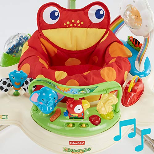 Fisher-Price Centro Actividad Salón y Juegos Amigos del bosque, Ranojo, para recién nacidos con música y luces, multicolor, K7198