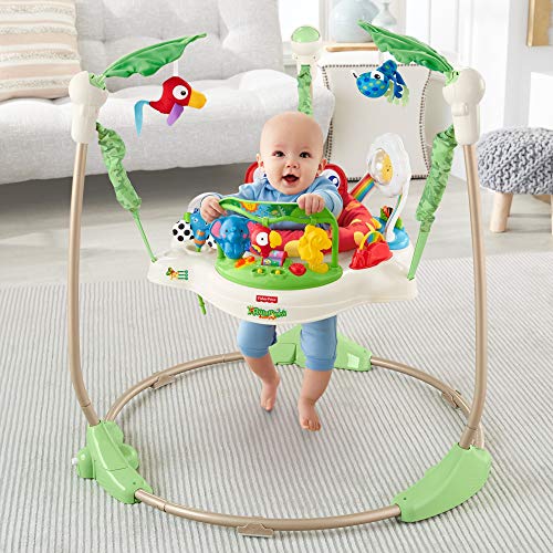 Fisher-Price Centro Actividad Salón y Juegos Amigos del bosque, Ranojo, para recién nacidos con música y luces, multicolor, K7198