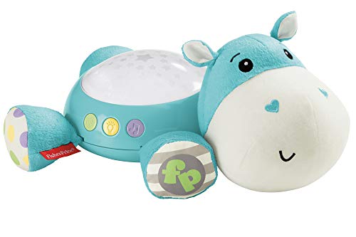 Fisher-Price CGN86 Hippo Plush Projection Soother, New-Born Soft Light Projector White Noise Toy