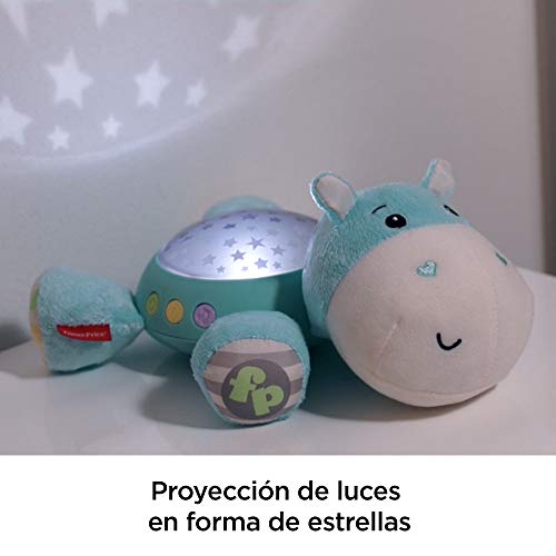 Fisher-Price CGN86 Hippo Plush Projection Soother, New-Born Soft Light Projector White Noise Toy