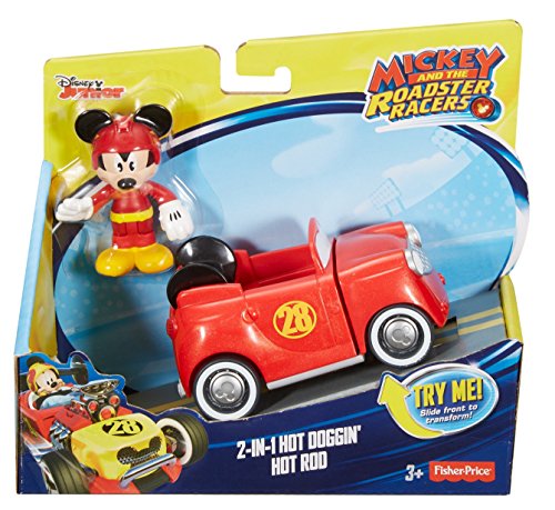 Fisher-Price disney mickey y el roadster corredores, 2-en-1 hot doggin' del coche de carreras