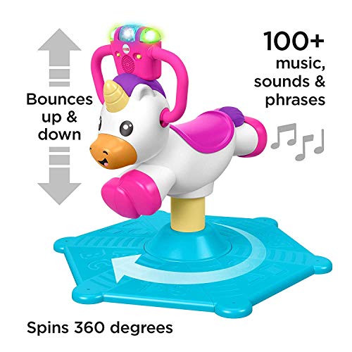 Fisher-Price GHY50 Rebote y Spin Unicornio, Juguete de Paseo Musical estacionario, Multicolor