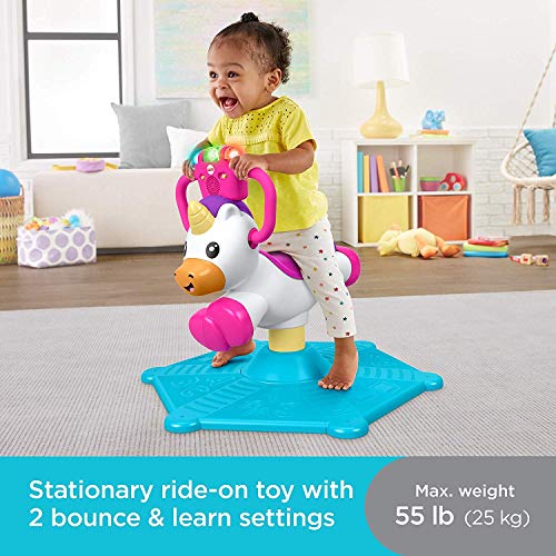 Fisher-Price GHY50 Rebote y Spin Unicornio, Juguete de Paseo Musical estacionario, Multicolor