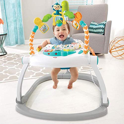 Fisher-Price Jumperoo Compact Carnaval para bebé con luces, sonidos y música, plegable para facilitar el transporte, 9 meses y más, FDG98