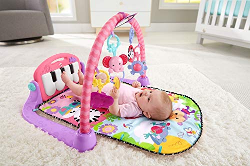 Fisher-Price Kick and Piano Gym New-born Baby Play Mat Suitable from Birth Includes Activity Ce Kick & Play Pink, color multicolor (rosa), 67.8 x 45.5 x 8.1 (Mattel BMH48)