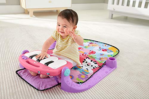 Fisher-Price Kick and Piano Gym New-born Baby Play Mat Suitable from Birth Includes Activity Ce Kick & Play Pink, color multicolor (rosa), 67.8 x 45.5 x 8.1 (Mattel BMH48)