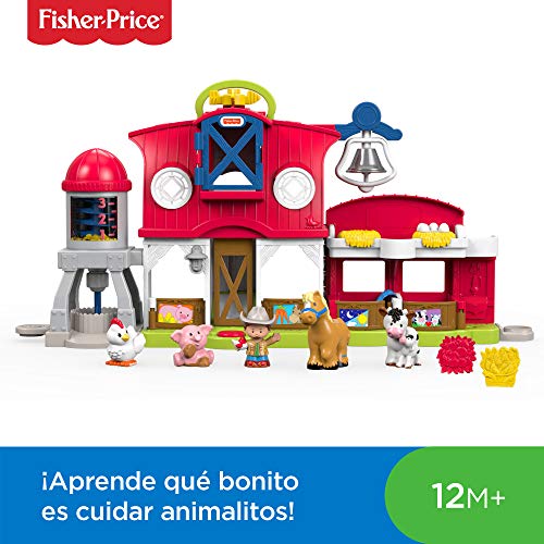 Fisher-Price Little People Granja cuida a los animalitos, juguetes bebés 1 año (Mattel FKD00)