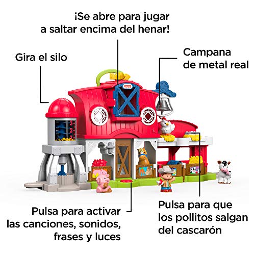 Fisher-Price Little People Granja cuida a los animalitos, juguetes bebés 1 año (Mattel FKD00)