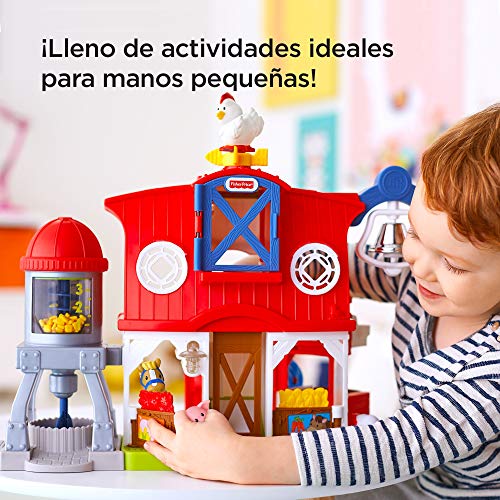 Fisher-Price Little People Granja cuida a los animalitos, juguetes bebés 1 año (Mattel FKD00)