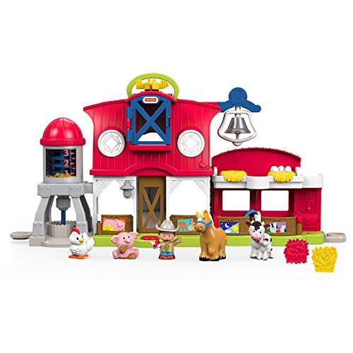 Fisher-Price Little People Granja cuida a los animalitos, juguetes bebés 1 año (Mattel FKD00)