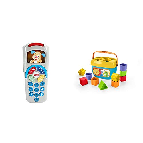 Fisher-Price - Mando a Distancia Perrito, Juguete Electrónico Bebé +6 Meses (Mattel DLD35) + - Bloques Infantiles, Juguete Bloques Construcción para Bebé +6 Meses (Mattel FFC84)